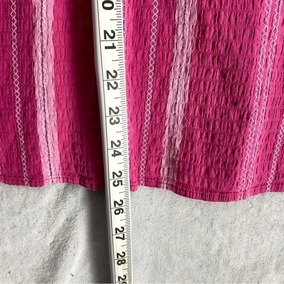 Carroll Reed Sleeveless Top Sz 1X Cotton Pink Seersucker Popover V Neck - Picture 8 of 9